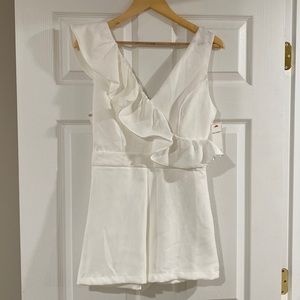 Shop red dress white ruffle romper